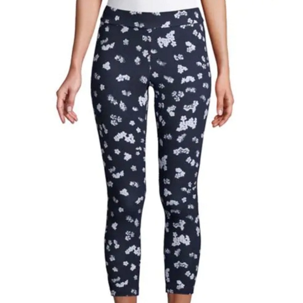 HUE Women's Contrast Daisy Capri Leggings Floral